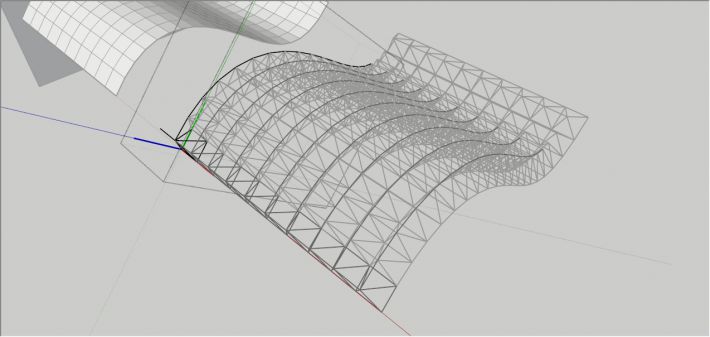 sketchup建模教程：曲面桁架建模教程