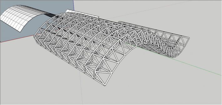 sketchup建模教程：曲面桁架建模教程